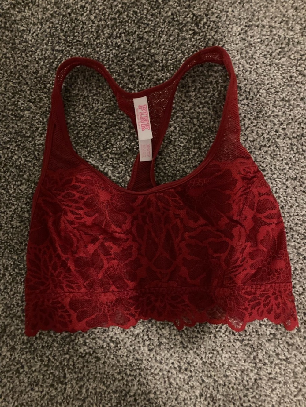 PINK Victoria's Secret Red Lace Racerback Bralette